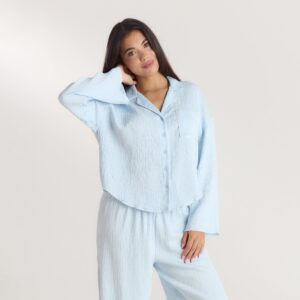 Crinkle Pajama Shirt - Blue