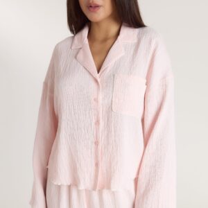 Crinkle Pajama Shirt - Pink