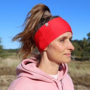 Upcycling Wendbares Stirnband Rot Korall