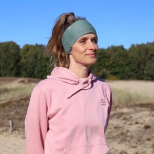 Upcycling Wendbares Stirnband Khaki Grau