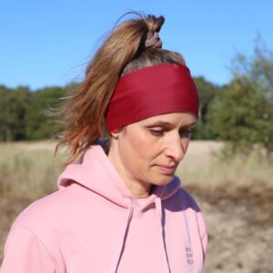 Upcycling Wendbares Stirnband Dunkelrot Korall